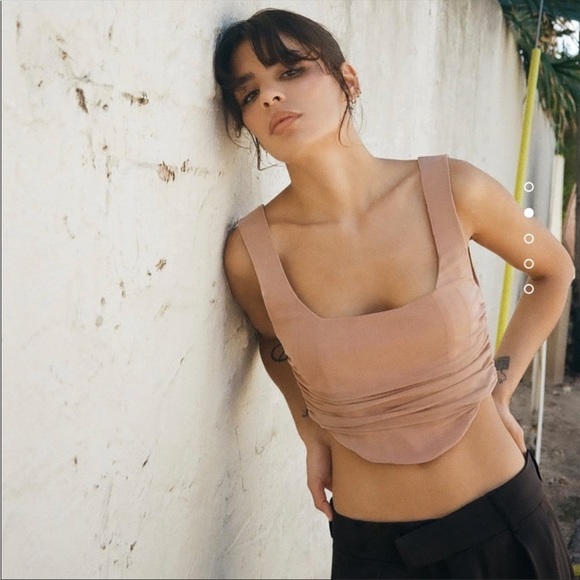 ZARA Tulle Corset Style Top in Nude - Picture 2 of 3